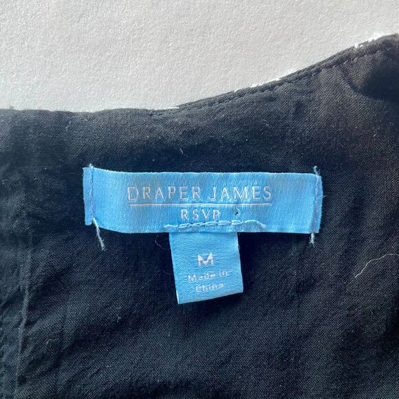 Draper James Women's Embroidered Long Sleeve Short Dress in Black & White Size M - Picture 8 of 16